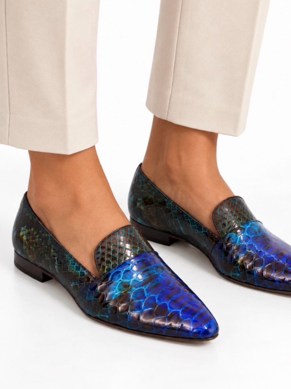 $178 - Free People Iridescent Snakeskin Leather Loafers – EU 39